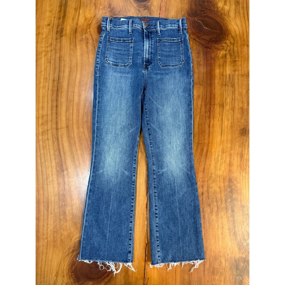 Mother Jeans Womens 29 High Waisted The Hustler Ankle Fray Denim Patch pocket V8